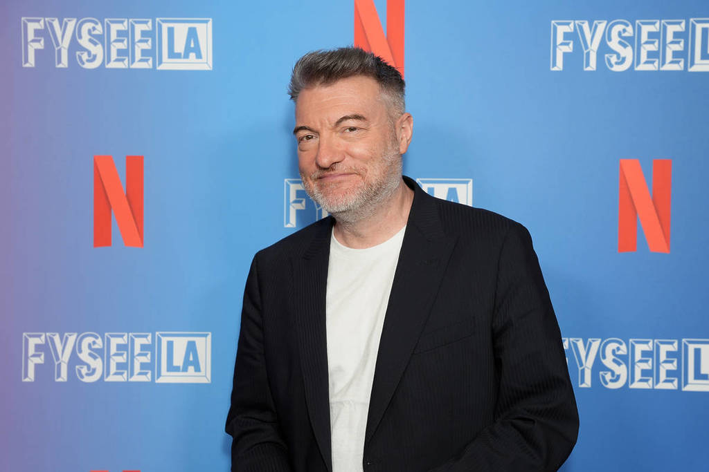 charlie brooker on red carpet for netflix filming new series blackmere in manchester