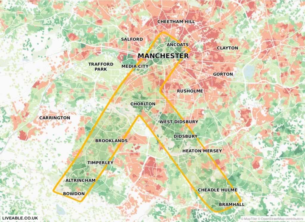 liveable places in manchester T map
