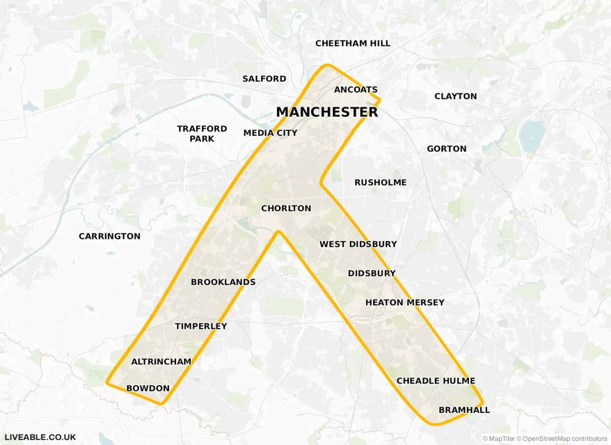 liveable places in manchester T map