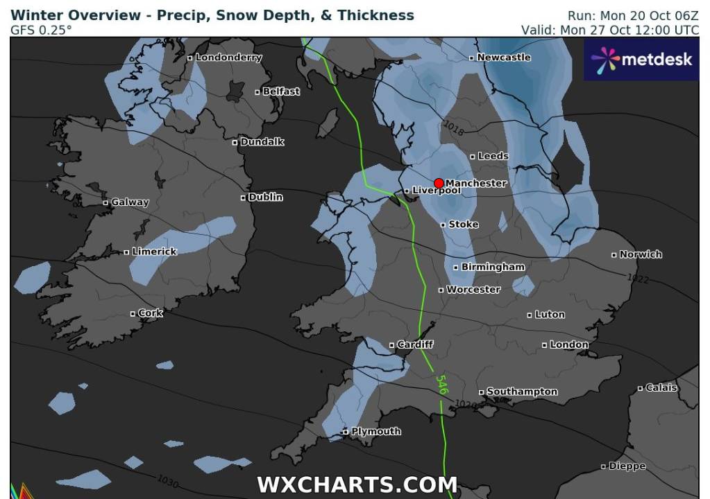 weather map manchester snow october