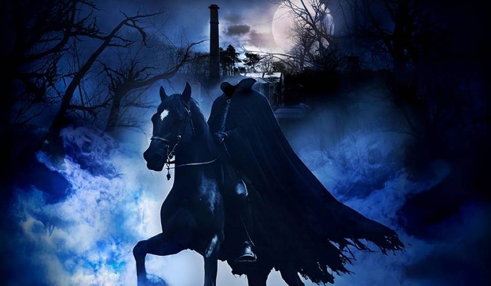 A Sinister Halloween Light Trail Is Taking Over This Historic Cheshire Mill, With Gravestones, Giant Skeletons & A Headless Horseman – What To Expect From The Spine-Tingling Experience