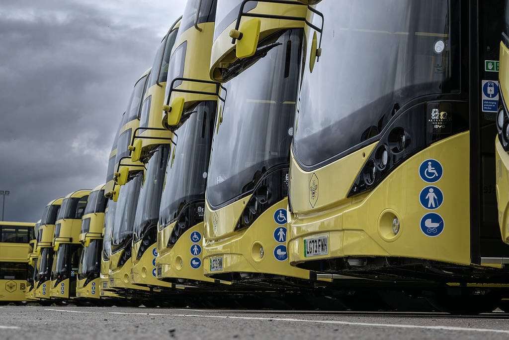 Bee Network buses in line
