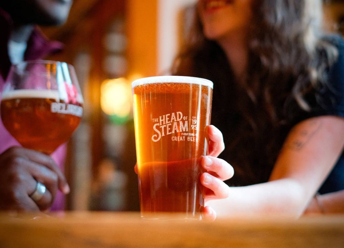 head of steam pints at table