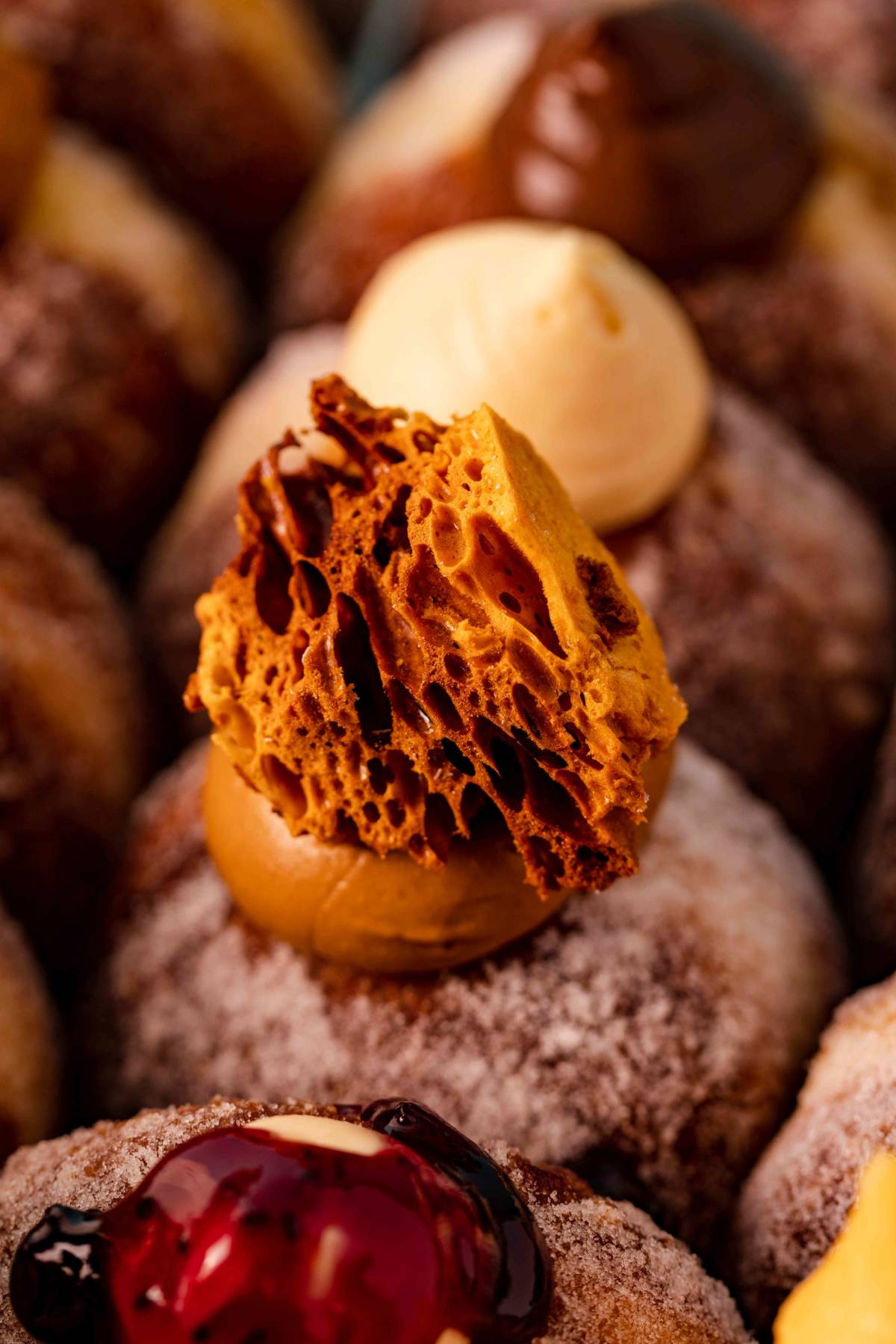 honeycomb topped sugar doughnut