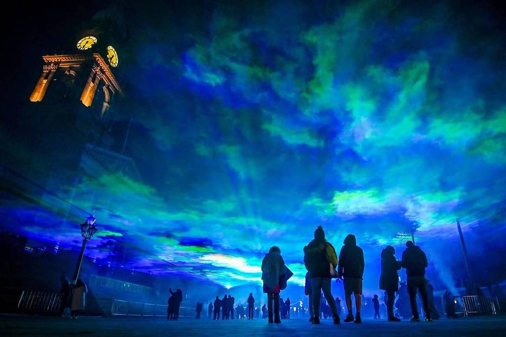 northern lights borealis at put big light on festival bolton