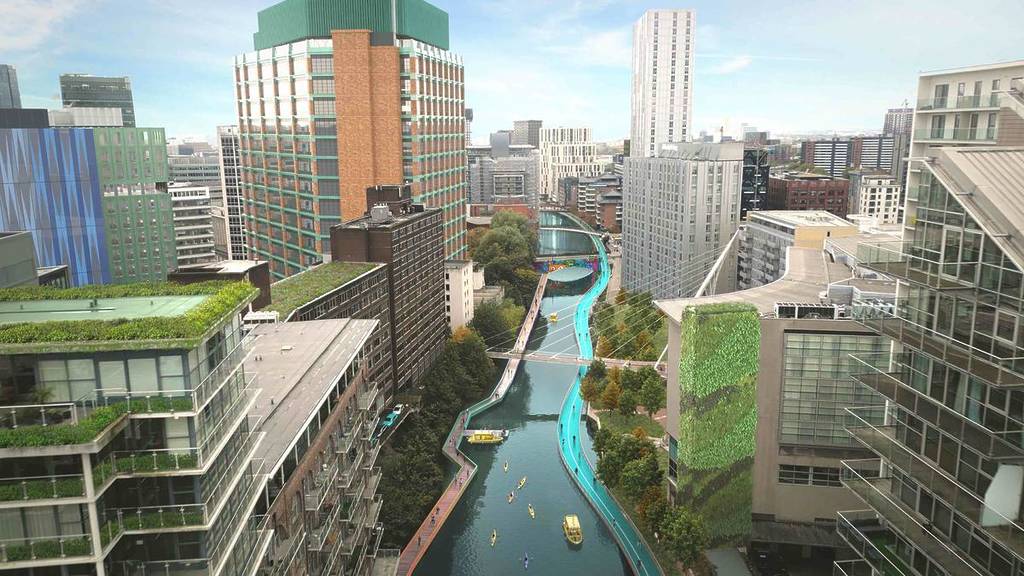 Manchester’s ambitious floating walkway project is making major progress – once complete the 100-mile network will link Manchester’s parks, squares, rivers, canals and viaducts