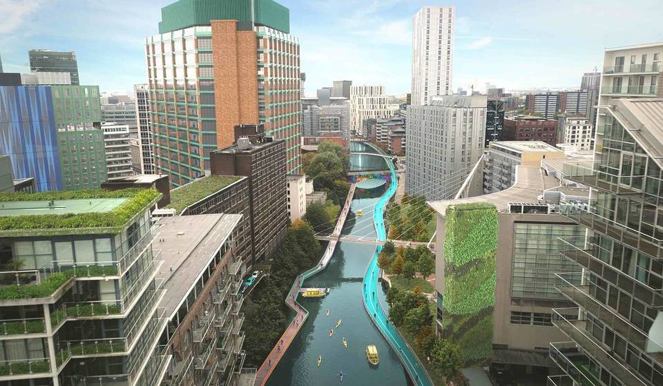 Manchester’s ambitious floating walkway project is making major progress – once complete the 100-mile network will link Manchester’s parks, squares, rivers, canals and viaducts