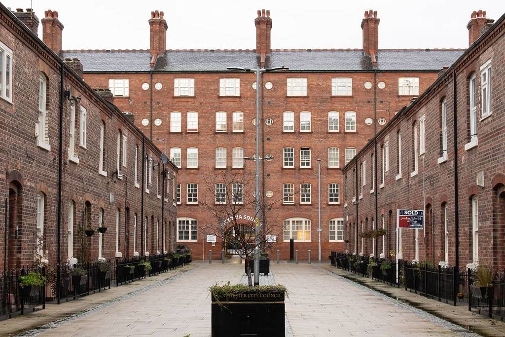 terraced houses on anita street in ancoats, manchester