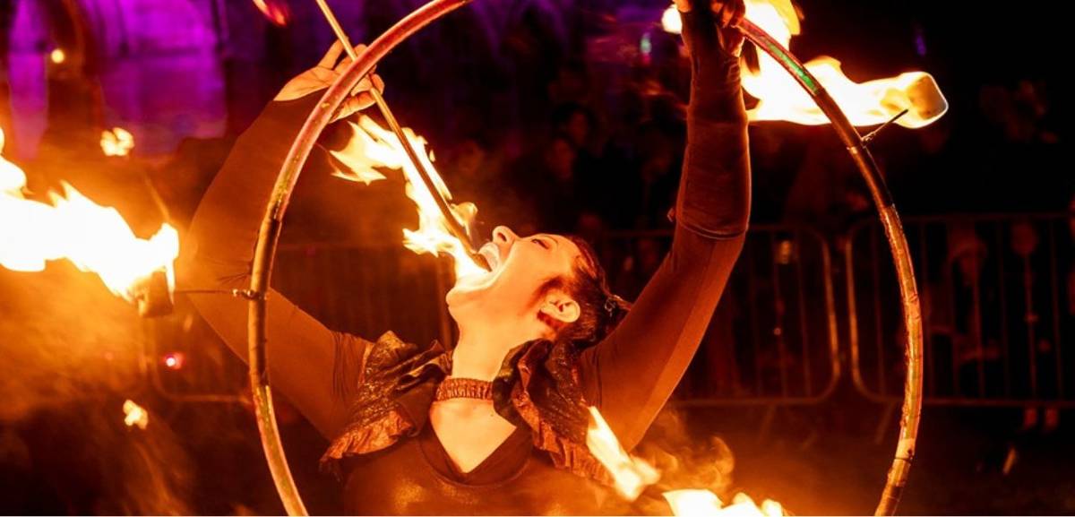 fire breather at rochdale ignite fire festival