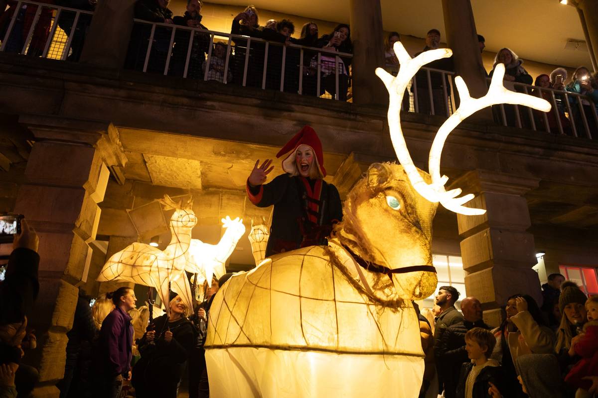 the piece hall halifax christmas light parade reindeer