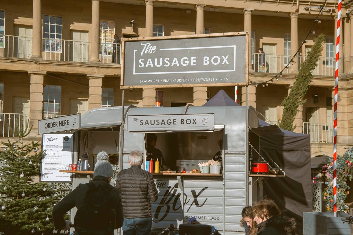 piece hall halifax christmas market sausage van