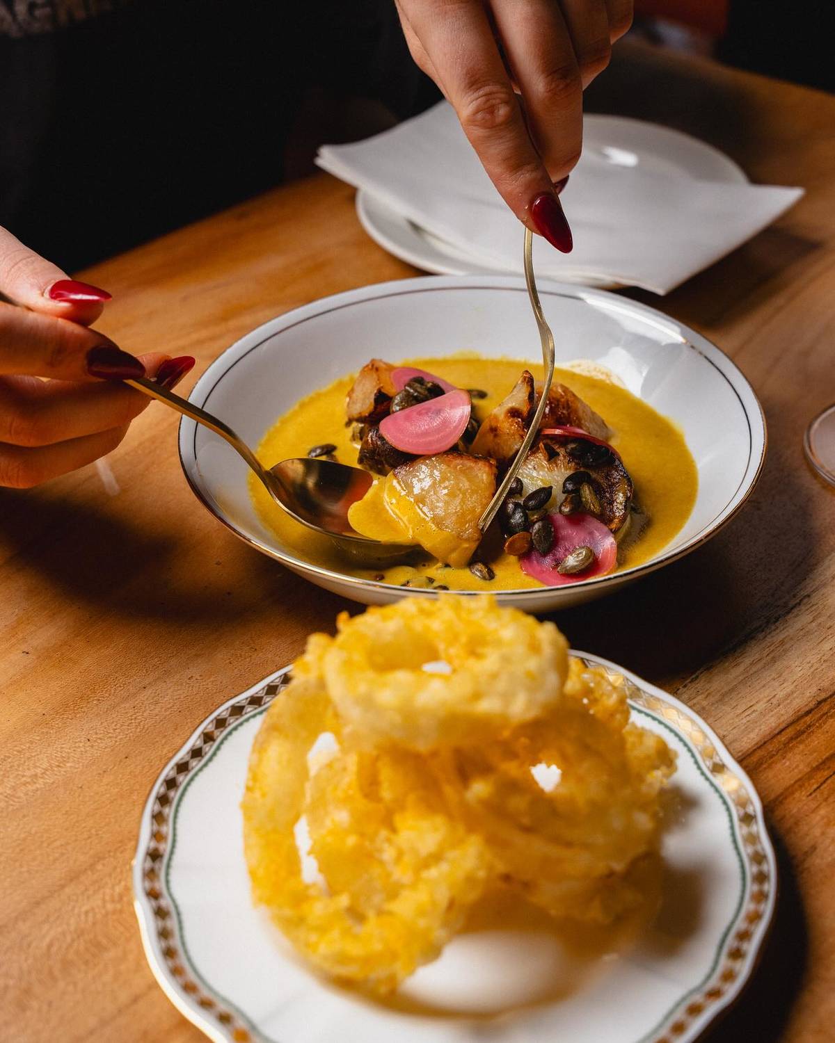 artichoke golden beetroot massaman curry at bangkok diners club, one of the manchester restaurants recently added to the michelin guide