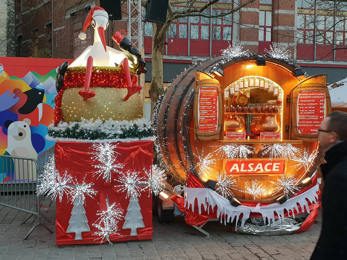 BRUSSELS, BELGIUM - DECEMBER 13, 2018 - Christmas in Brussels - A lot of people enjoy the events of the Winter Wonders and Christmas Market 2018 in a city full of colours and lights