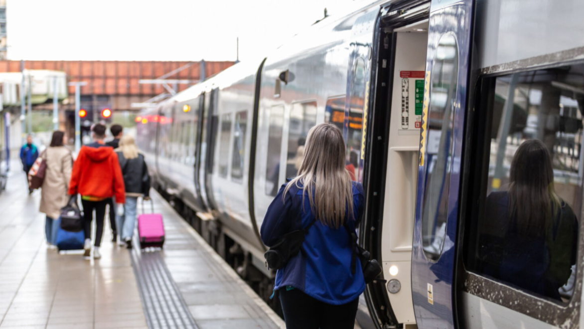 people getting off of Northern train on platform - the train operator is offering £2 train tickets to selected christmas markets this festive season
