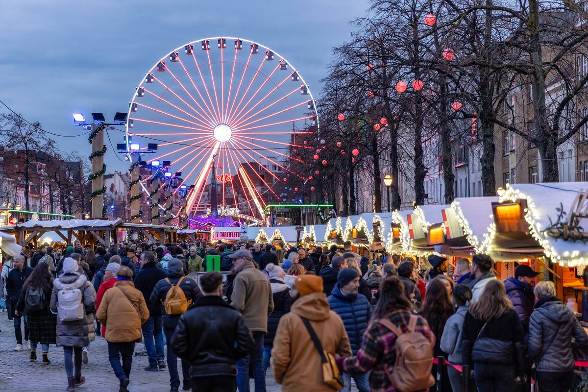 Brussels, Belgium - December 15, 2023 : People enjoying the festivities at the Winter Wonders and Christmas Market (Plaisirs d'Hiver)