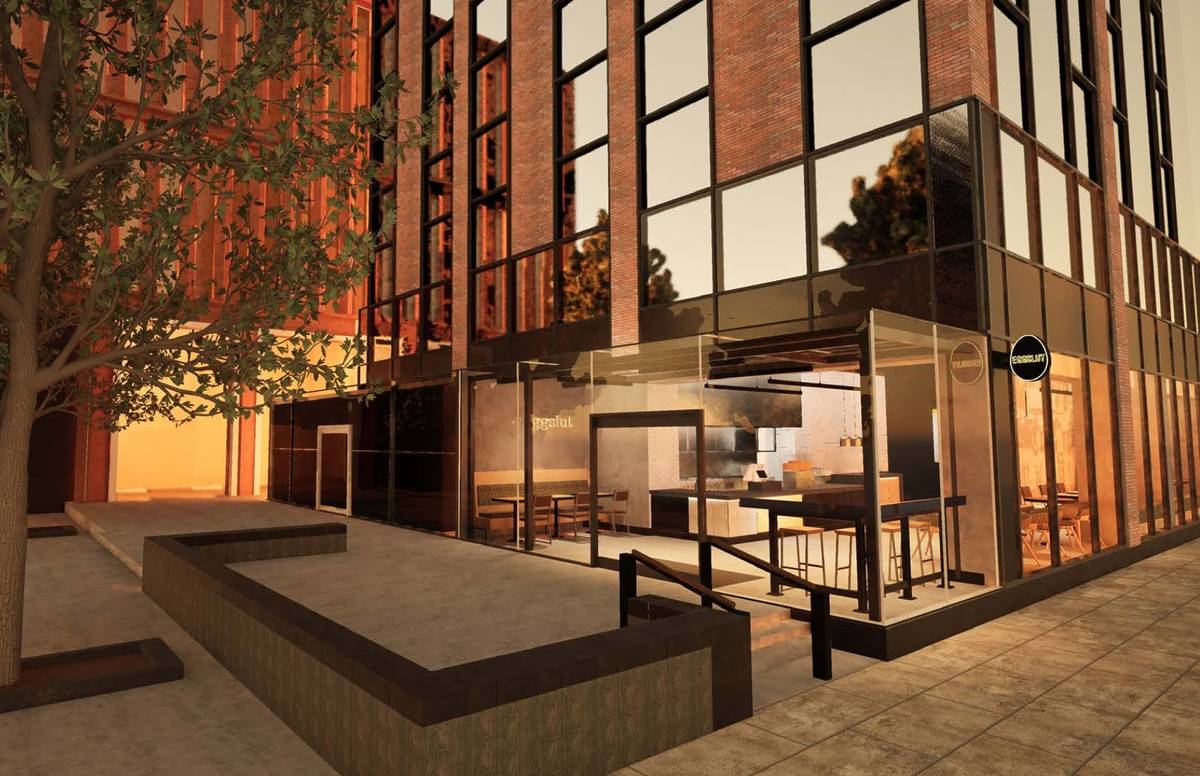 render of outside eggslut manchester in centurion house, deansgate