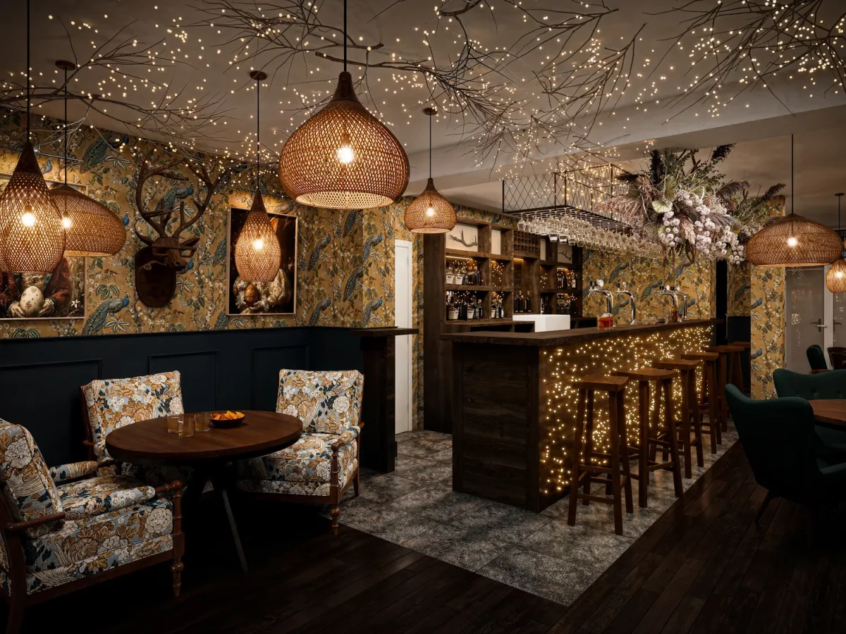 poachers arms new bar area with lights