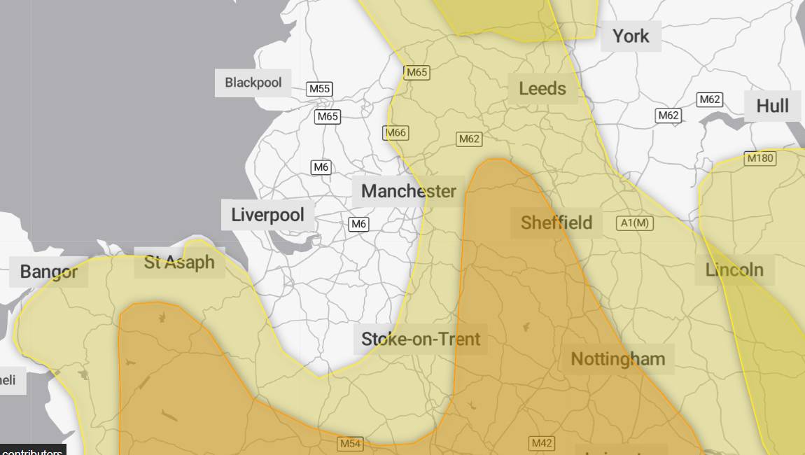 met office yellow weather warning snow and ice manchester storm goretti