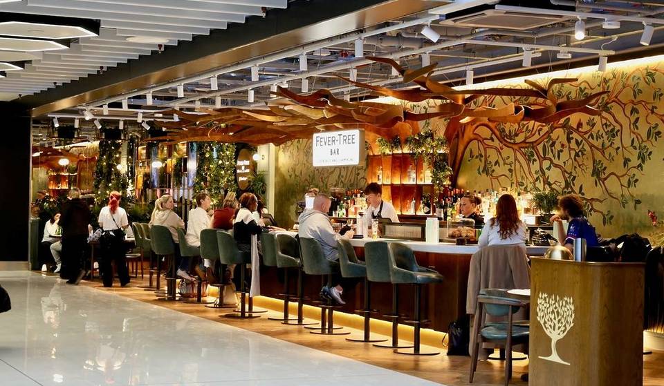 First Look Images Of New Fever Tree Bar At Manchester Airport’s Terminal 2 Revealed As £1.3bn Transformation Nears Completion – Featuring A Striking Tree Installation And Selection Of Cocktails & Small Plates