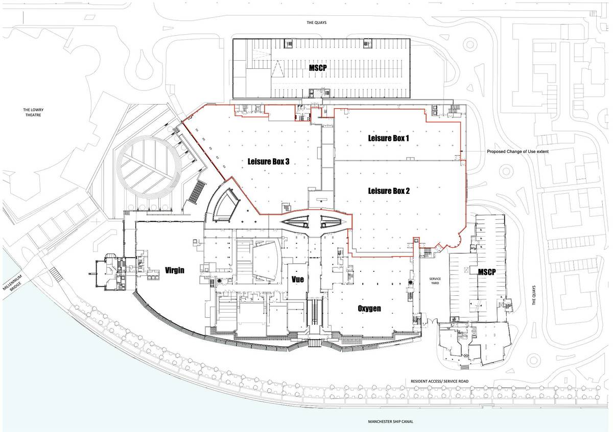 Salford Quays shopping centre leisure hub floorplan