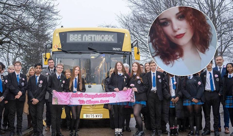 A Memorial Bus For Manchester Arena Attack Victim Olivia Campbell-Hardy Has Been Unveiled At Her Former School – Honouring Her Name & Featuring A Swarm Of Manchester Bees