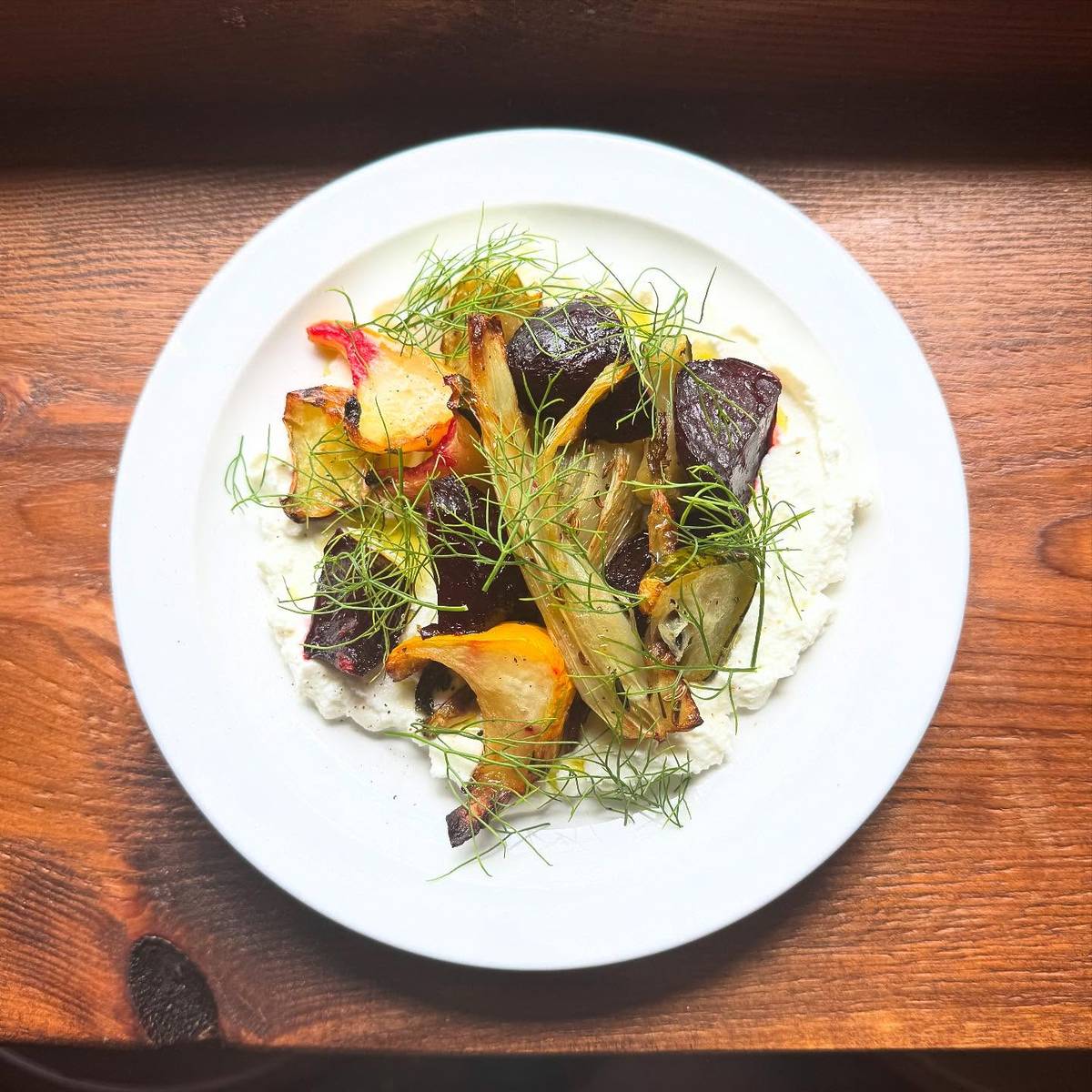 beetroot and goat's curd dish at almanac glossop, one of the michelin bib gourmand restaurants in and around manchester