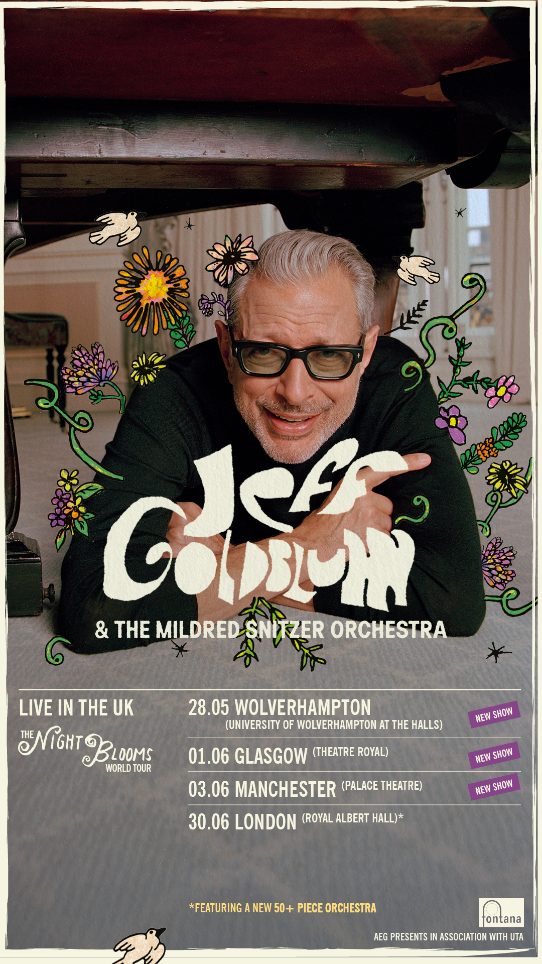 jeff goldblum tour poster with dates