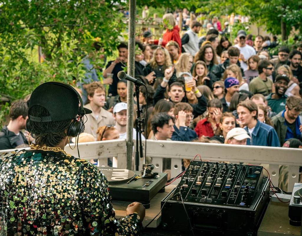 green island festival crowd from dj booth manchester