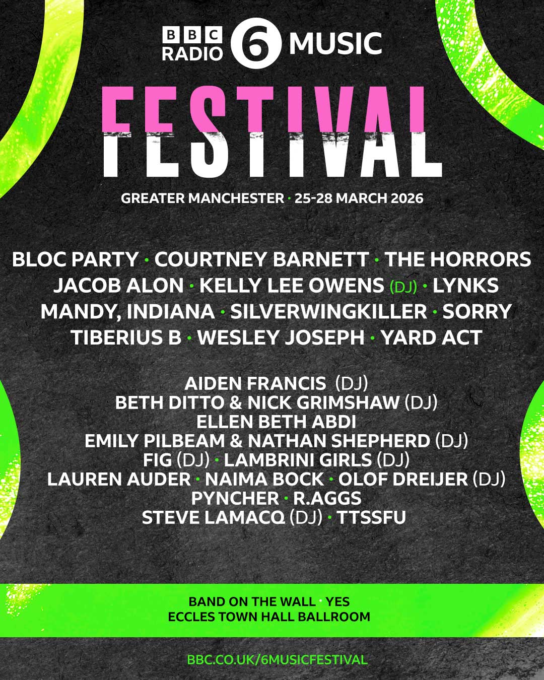 radio 6 music festival manchester 2026 line-up poster