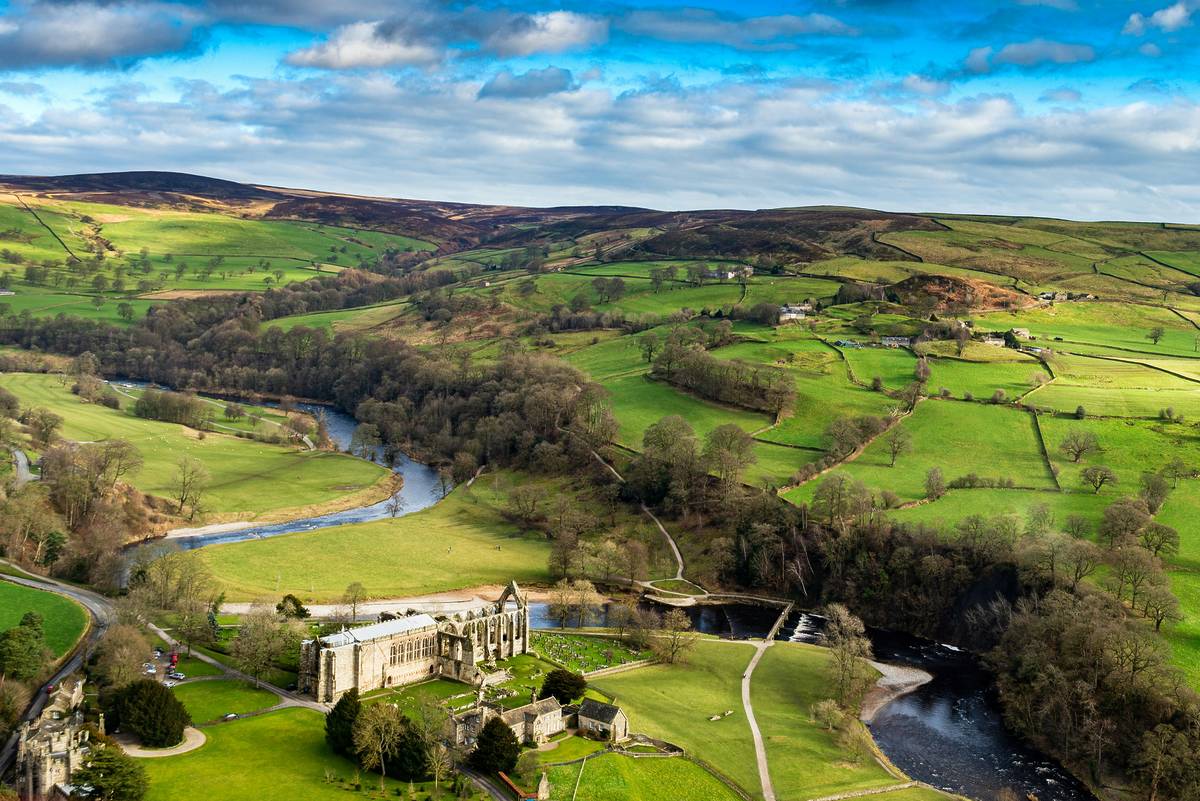 skipton aerial view bolton abbey moors wuthering heights train escapes