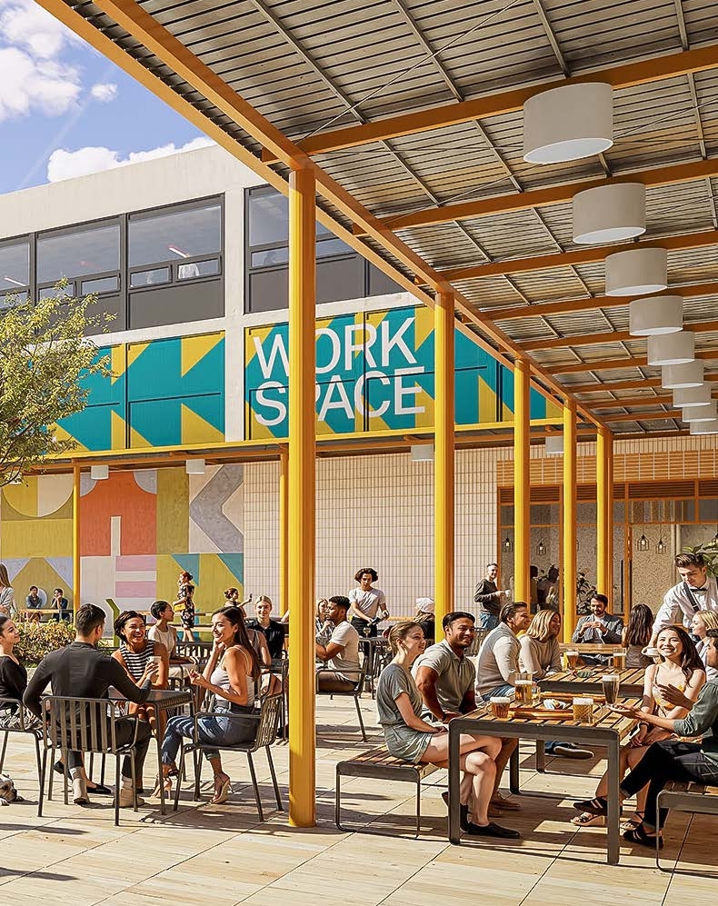 cgi of seating area at wythenshawe civic food hall