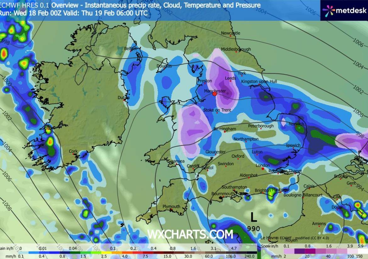 wxcharts weather map manchester snow
