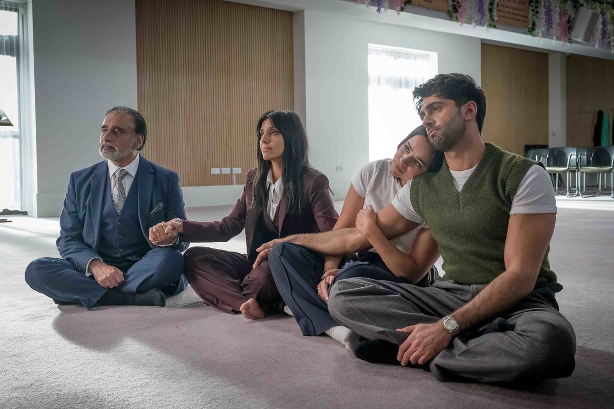 four characters sat on floor in the split up bbc legal drama