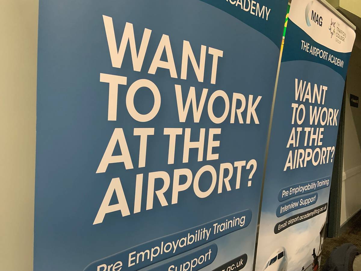 poster at manchester airport jobs fair