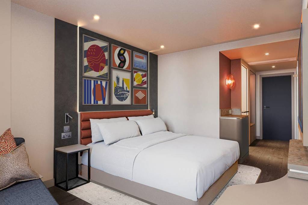 hampton by hilton hotel manchester bedroom cgi