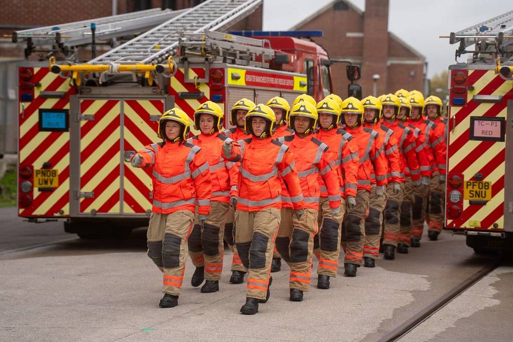 firefighters marching greater manchester fire and rescue service