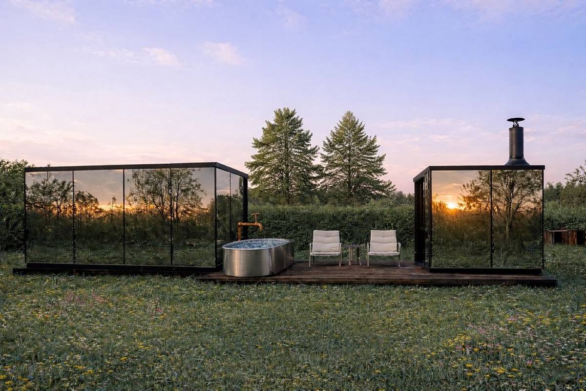 One of the world’s most unique retreat concepts with ‘invisible’ mirror cabins is coming to this stunning Welsh island 2.5 hours from Manchester — complete with Nordic wood-fired saunas & cold plunge baths