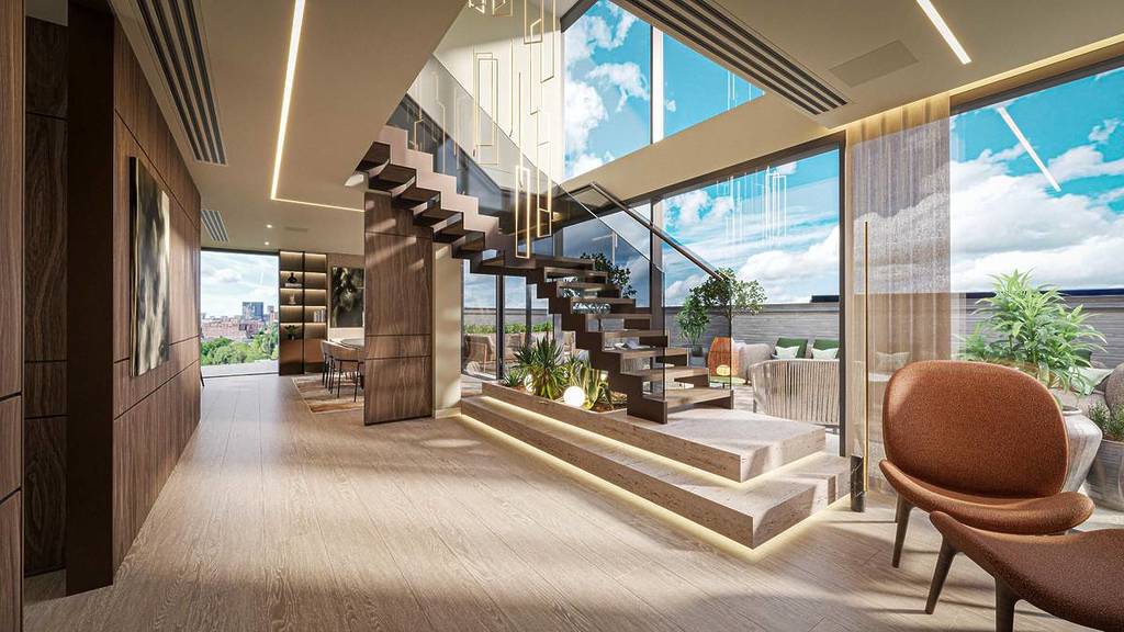 stairs in penthouse suite at medlock hotel