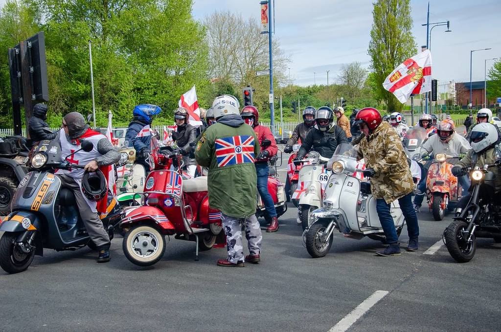 mopeds at st george's day parade in manchester
