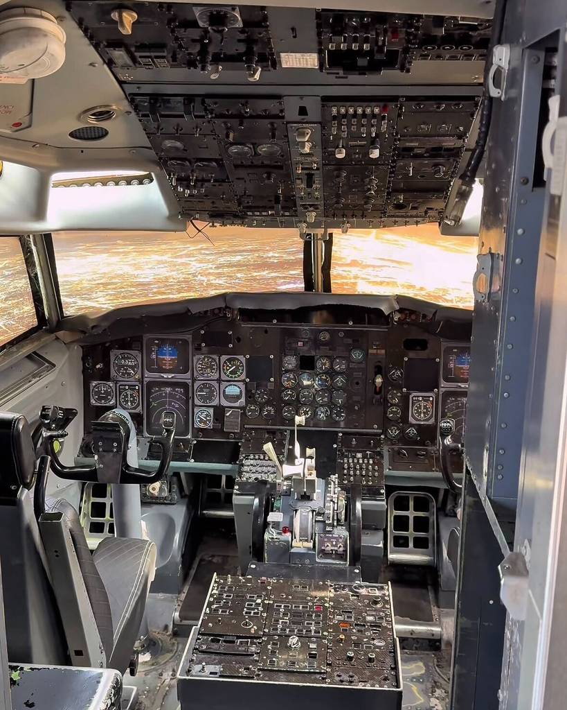 inside the cockpit on steaks on a plane