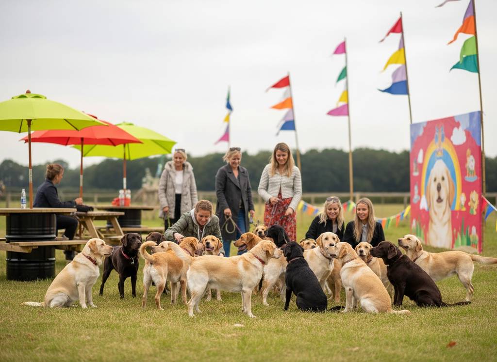 group of labradors at dogfest tatton park