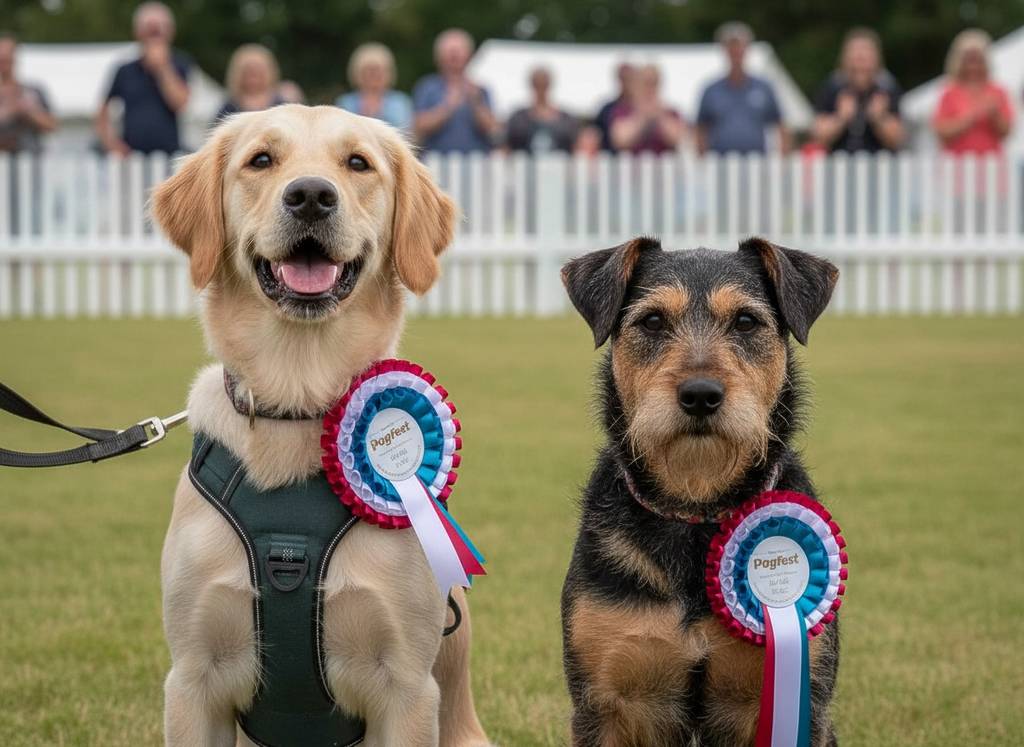 dogs at dogfest dog show rosettes