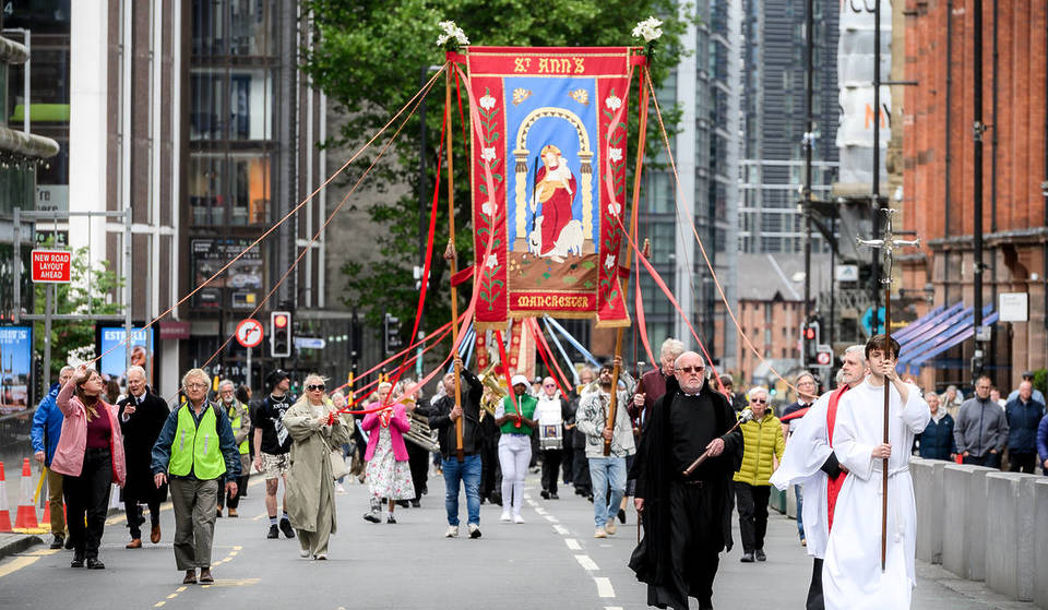 The much-loved, 200-year-old Manchester &amp; Salford Whit Walks are returning to the city centre this bank holiday Monday, with Revd Kate Bottley leading an open-air service – here’s the exact schedule