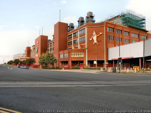 outside kelloggs factory at trafford park