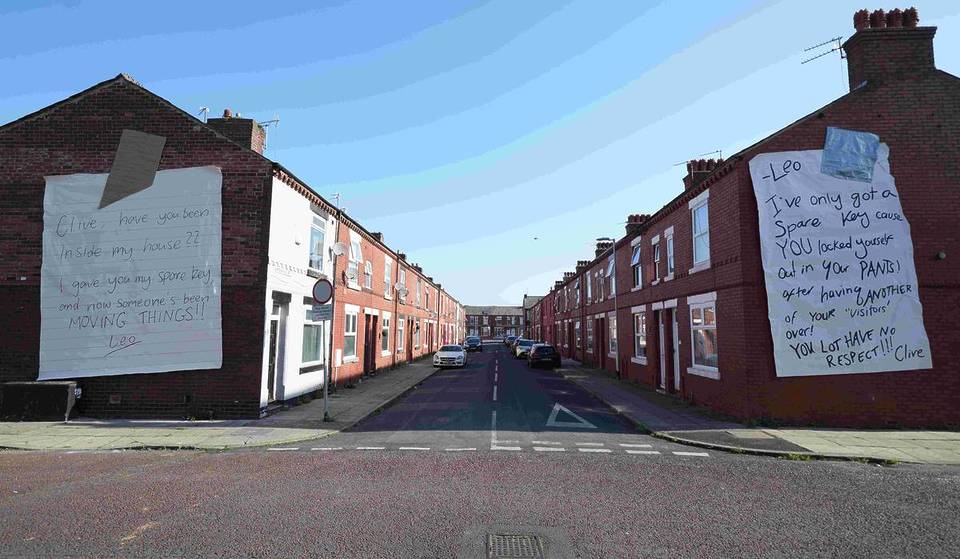 ‘Massive Aggressive Notes’: The real reason why giant, angry letters have been appearing on houses in Salford this week
