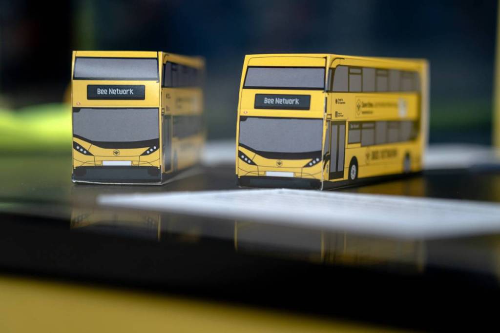 yellow bee network cardboard buses