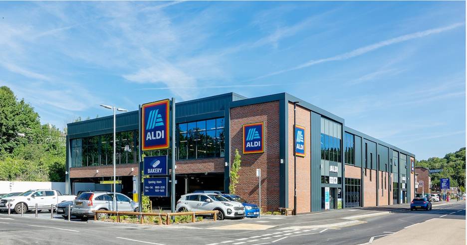outside aldi store with cars in car park