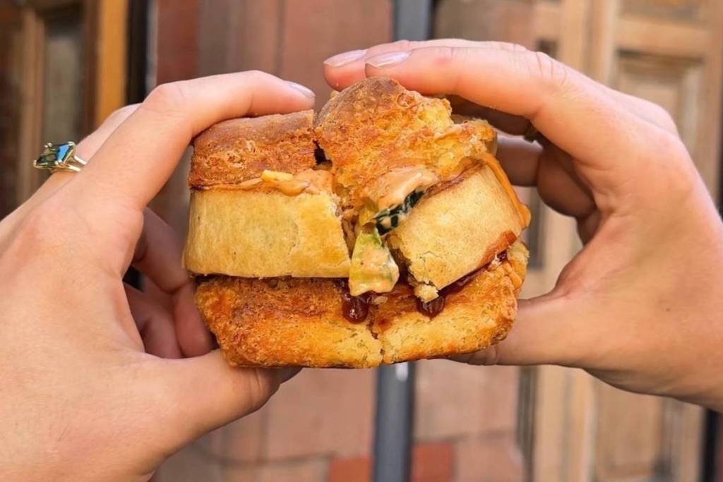wigan kebab biscuit at cardinal rule in manchester in hands