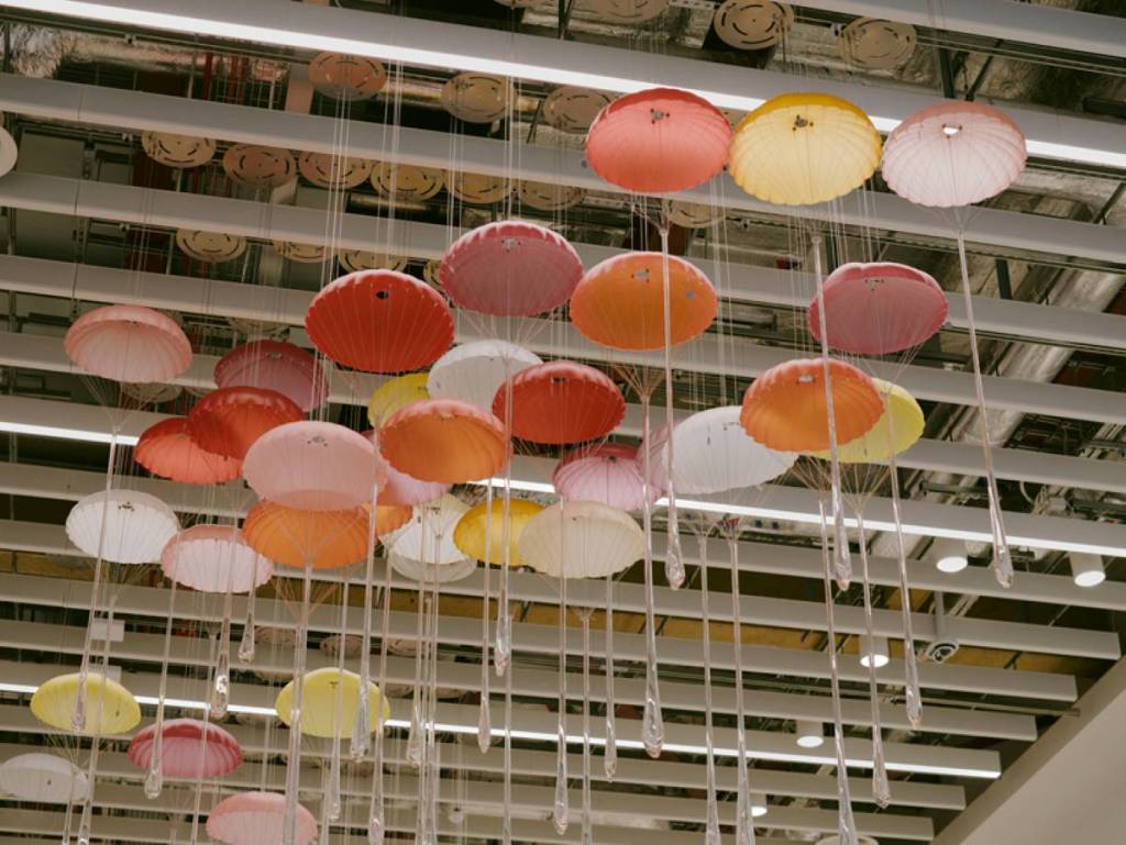chandelier art installation manchester airport