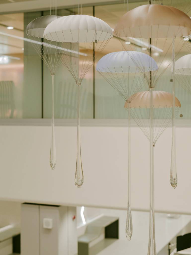 chandelier art installation manchester airport